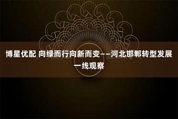 博星优配 向绿而行向新而变——河北邯郸转型发展一线观察